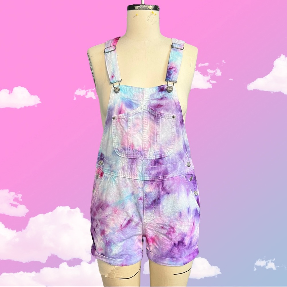 Old navy upcycled ice dyed overalls size xs